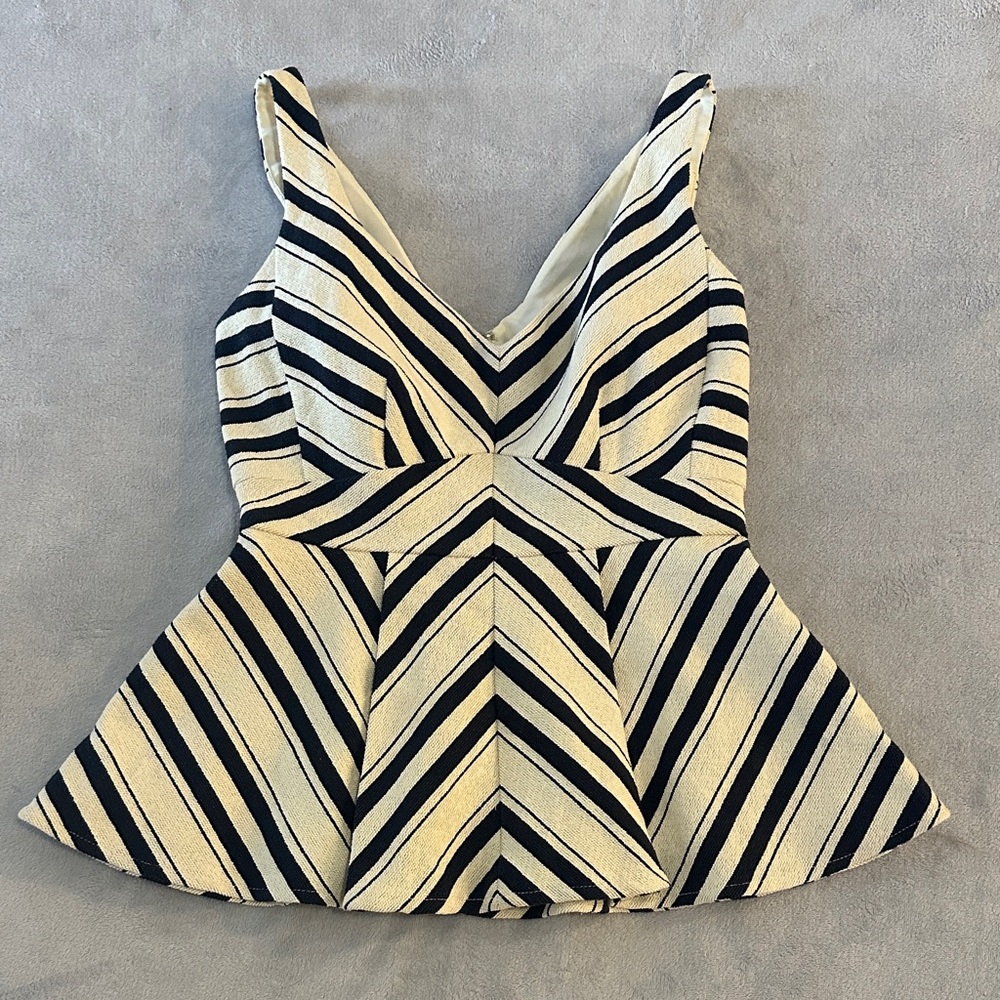 Maeve Black and Cream Striped Blouse